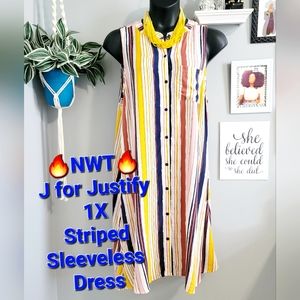 🔥NWT J for Justify 1X Sleeveless Striped Dress